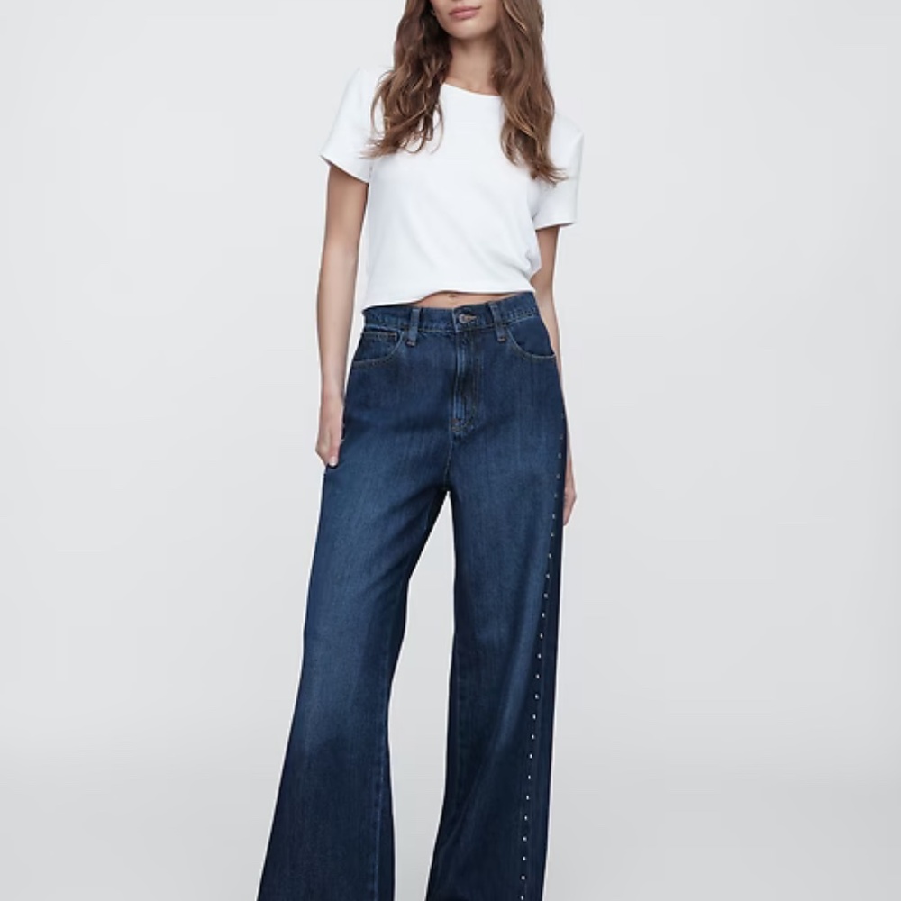 High Rise SuperSoft Studded Wide-Leg Size 10 / 30 regular - Picture 5 of 10
